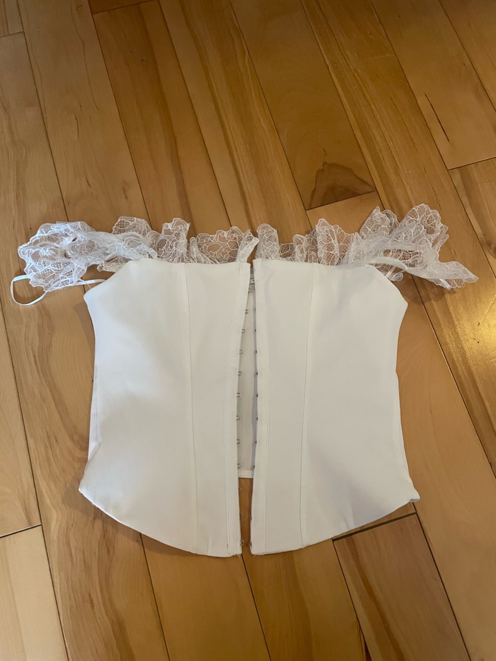 Zara White Lace-Trim Corset Top